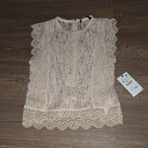Elegant Zara Lace Sleeveless Top - Cream